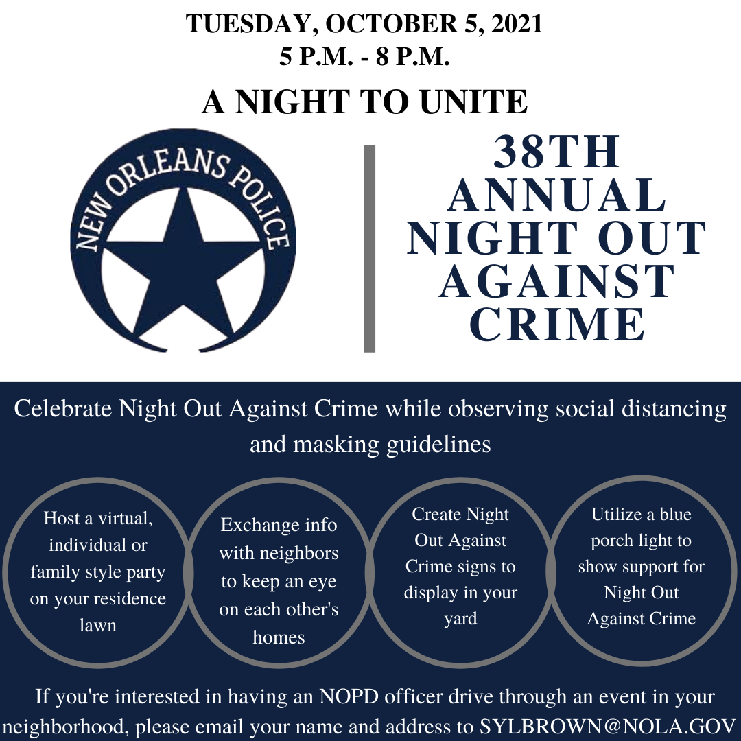 Alternative Ways to Celebrate 38th Annual Night Out Against Crime
